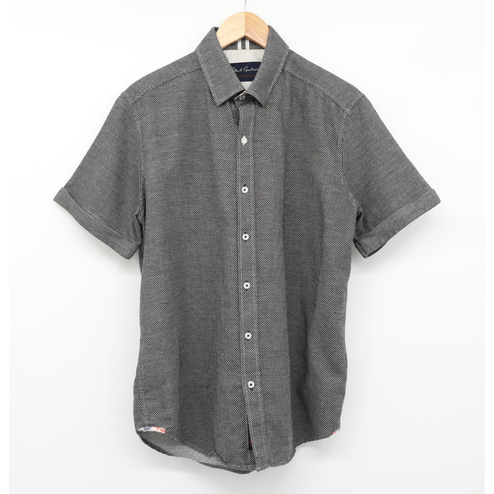 Robert Graham Men's Modern Americana Houndstooth Short Sleeve Grey Sz XL